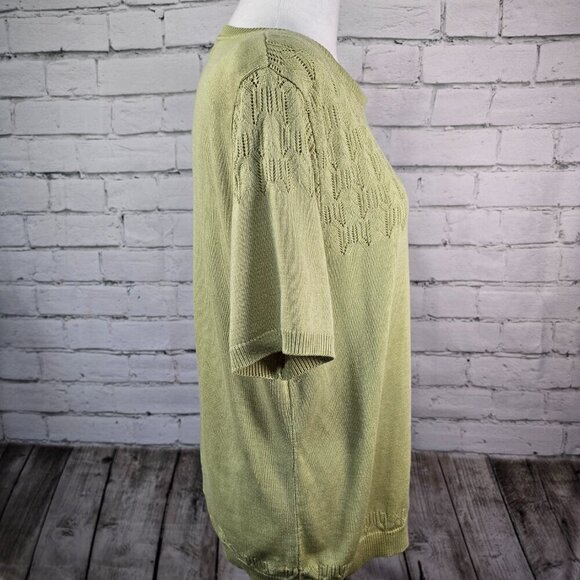 WOMENS ALFRED DUNNER SHORT SLEEVE CREW NECK SWEATER CELERY GREEN SIZE LARGE EUC - Picture 4 of 6
